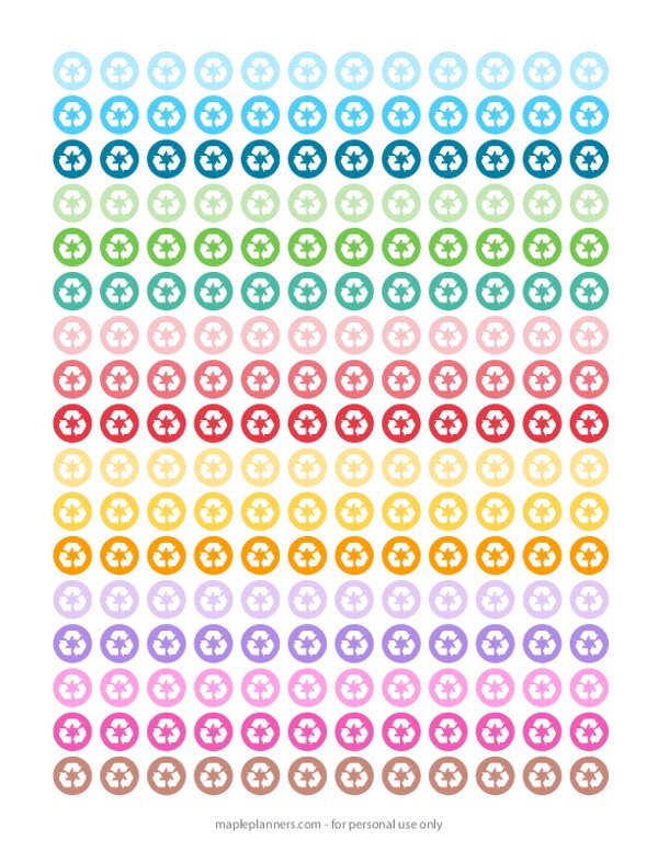 Recycle, Trash, Recycling Symbol Planner Stickers