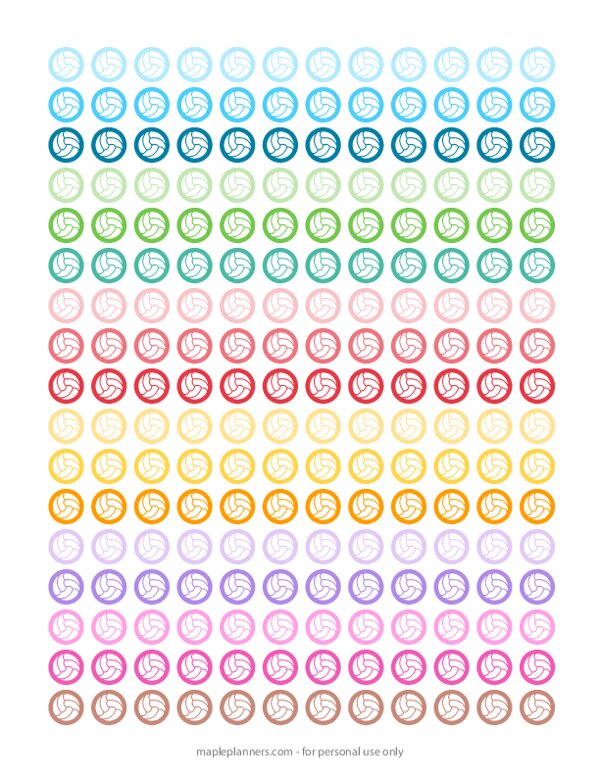 Volleyball Round Icon Planner Stickers