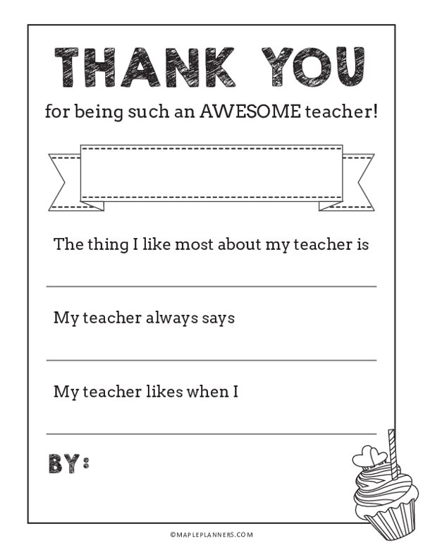 Thank you Note for an Awesome Teacher