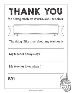 Thank you Note for an Awesome Teacher