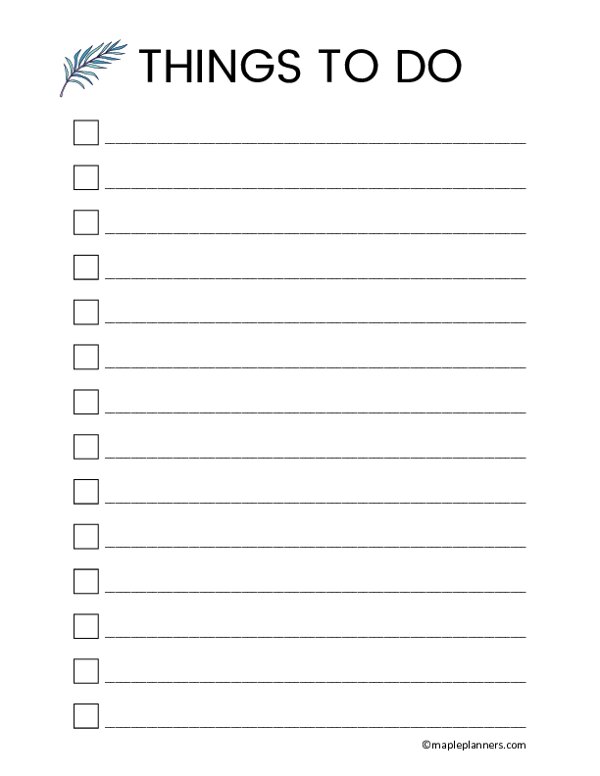 Things to do List Template