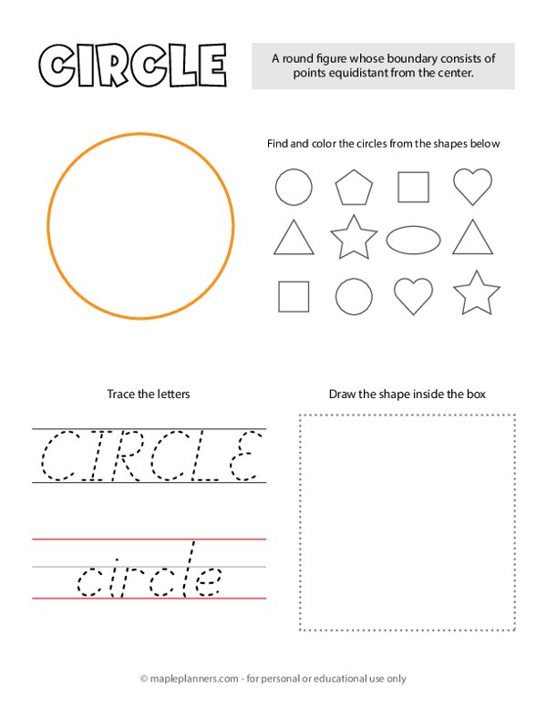 Trace and Color the Circle Shapes