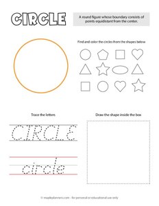 Trace and Color the Circle Shapes