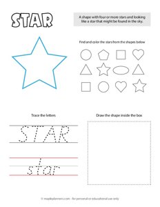 Trace and Color the Star Shapes