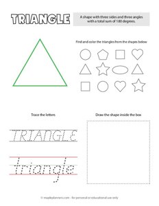 Trace and Color the Triangle Shapes