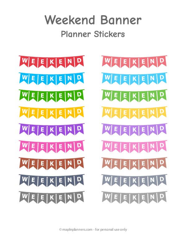 Weekend Banner Planner Stickers