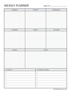 Weekly Planner with Goals Template