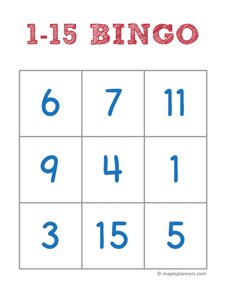 1-15 Number Bingo