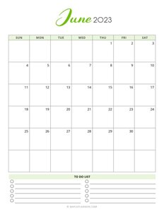 June 2023 Monthly Calendar - Vertical