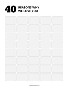 40 Reasons Why We Love You Birthday Sign