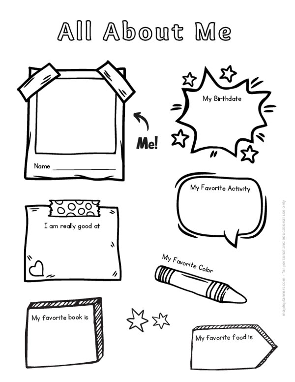 Questions Free Printable All About Me Worksheet For Adults