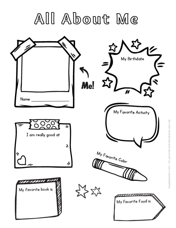 Printable All About Me Worksheet For Kids