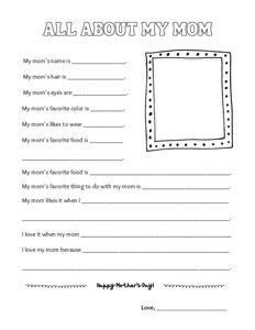 All About My Mom Printable