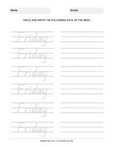 Trace the Days of the Week - Friday