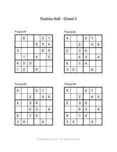 40 4x4 Sudoku Puzzle Worksheets