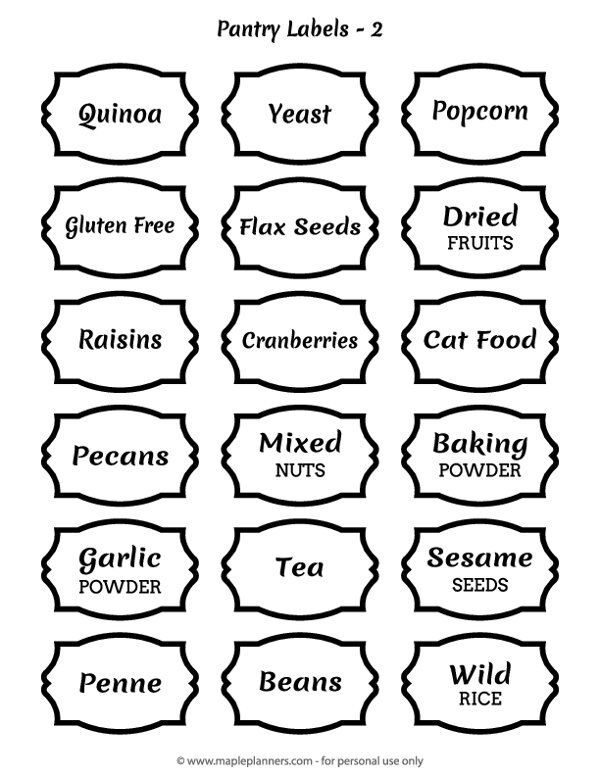 Free Printable Kitchen Pantry Labels 2