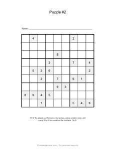 Sudoku Puzzles - 9x9 - Puzzle #2