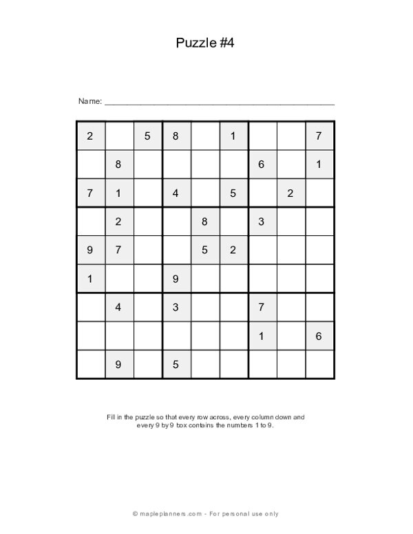 Thanksgiving Sudoku 4x4