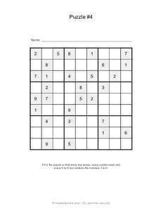 Sudoku Puzzles - 9x9 - Puzzle #4