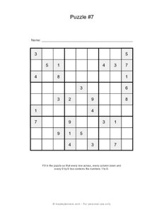 Sudoku Puzzles - 9x9 - Puzzle #7