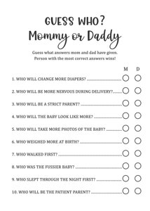 Free Printable What was Mommy Wearing baby Shower Game