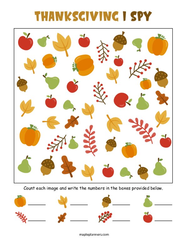 Thanksgiving I Spy Game