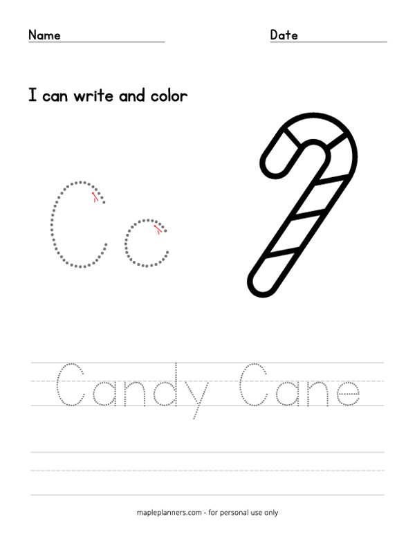 Candy Cane Color and Trace