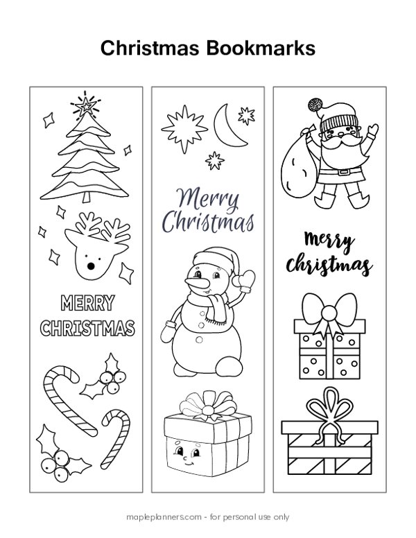 Christmas Bookmarks Coloring