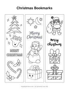 Christmas Bookmarks Coloring