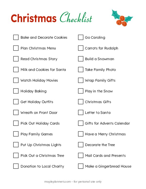 Christmas Checklist