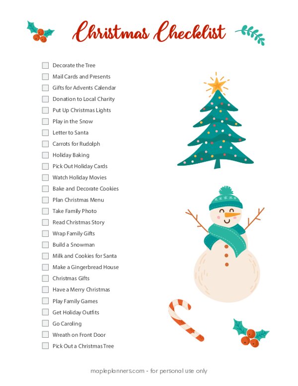 Holly Jolly Christmas Checklist