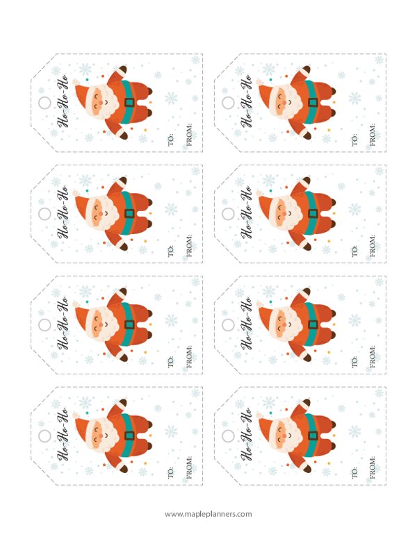 Santa Christmas Gift Tags