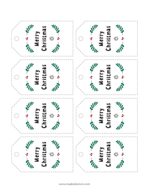 Merry Christmas Gift Tags and Wrapping Labels