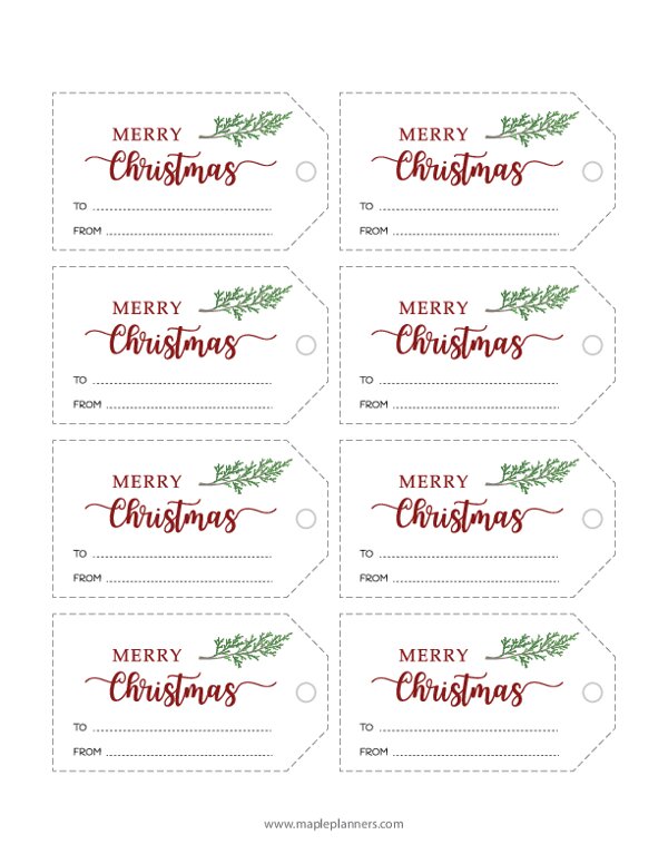 Merry Christmas Gift Tags and Labels
