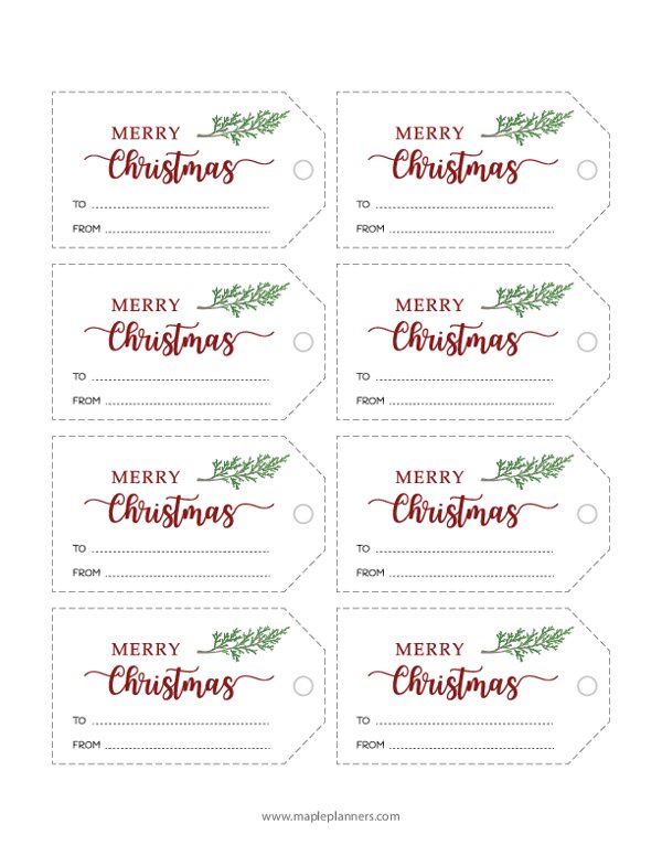 Merry Christmas Gift Tags and Labels