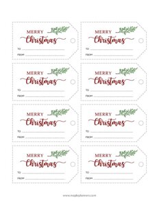 Merry Christmas Gift Tags and Labels