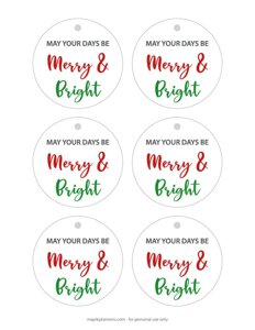 Merry and Bright Christmas Gift Tags