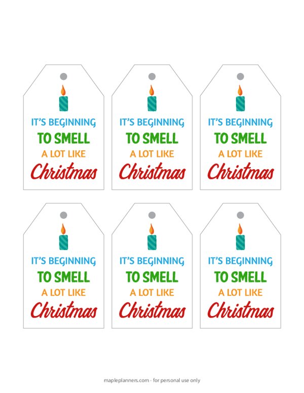 Christmas Gift Tags for Candles
