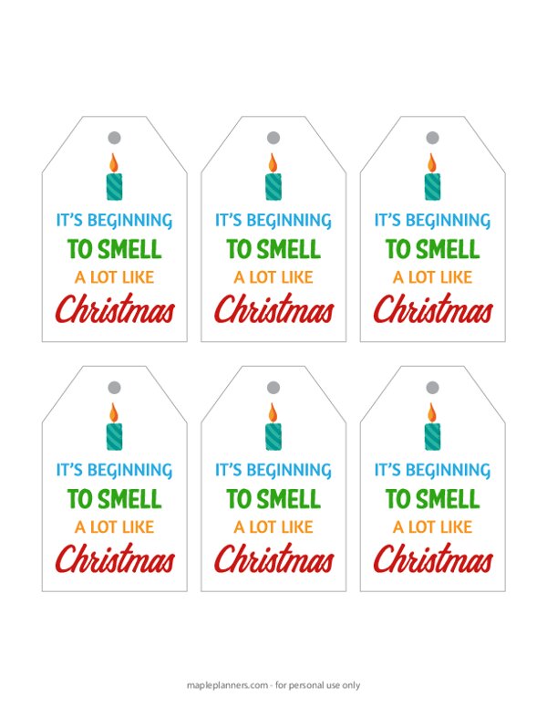 Christmas Gift Tags for Candles