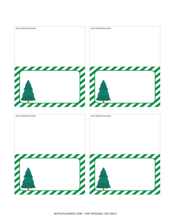 Christmas Place Cards Green Tree