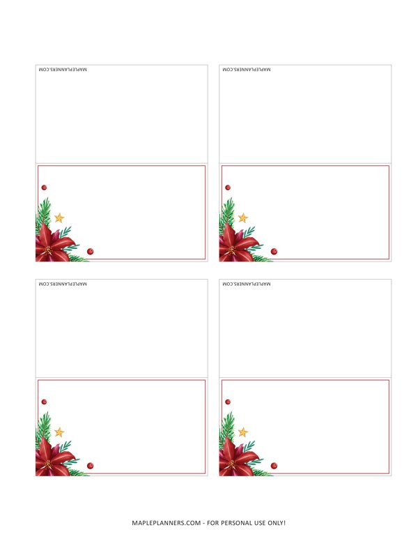 Christmas Place Cards Red Floral