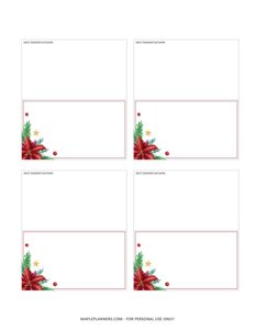 Christmas Place Cards Red Floral