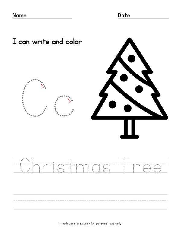 Christmas Tree Color and Trace