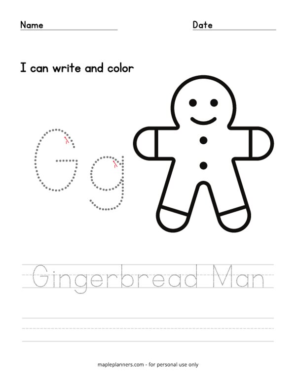 Gingerbread Man Color and Trace