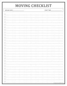 Moving Checklist - Empty