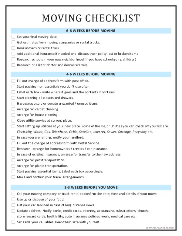 Free Printable Moving Checklist free-printable-moving-checklist