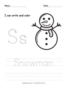 Snowman Color and Trace