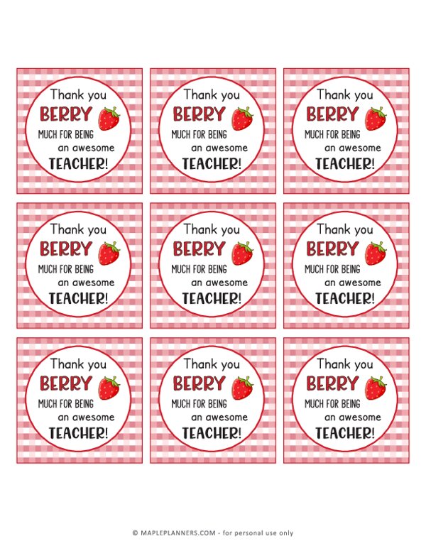 Berry Awesome Teacher Appreciation Gift Tags