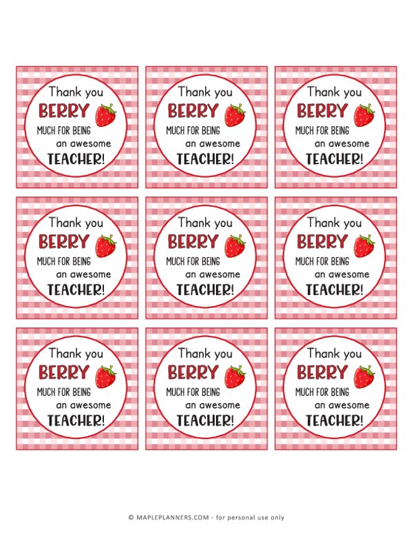 Berry Awesome Teacher Appreciation Gift Tags