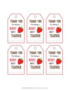 Berry Best Teacher Appreciation Gift Tags